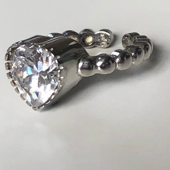 925 Silver adjustable cz heart ring - Picture 3 of 3